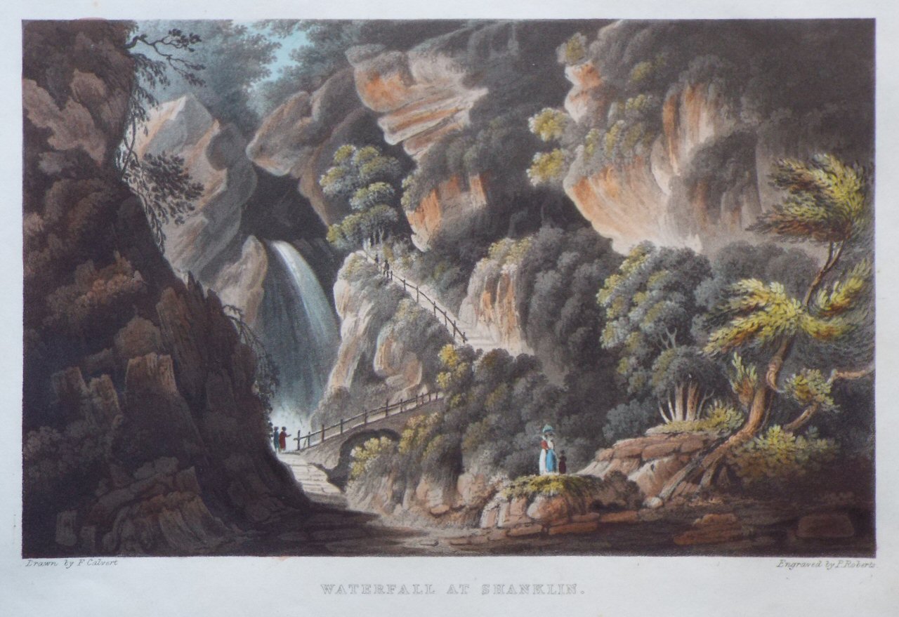 Aquatint - Waterfall at Shanklin. - Roberts